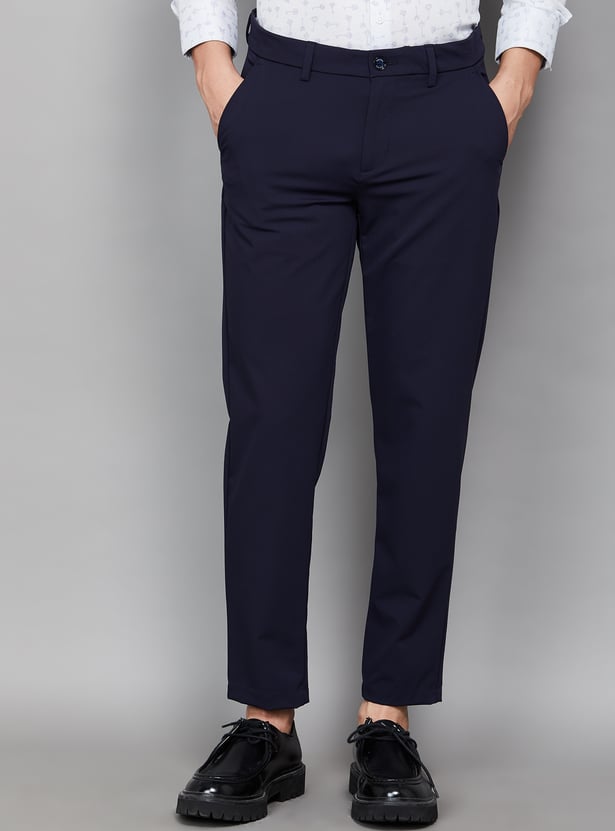 ALLEN SOLLY Solid Crop Fit Trousers