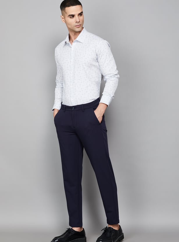 ALLEN SOLLY Solid Crop Fit Trousers