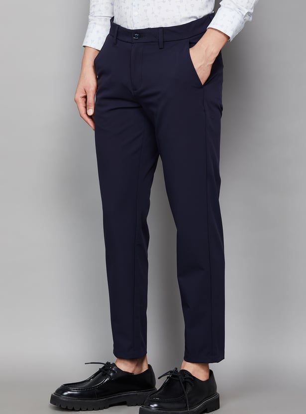 ALLEN SOLLY Solid Crop Fit Trousers