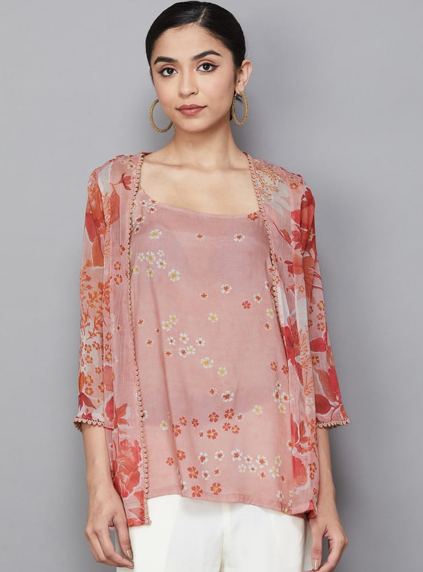 W Floral Print Kurti Set