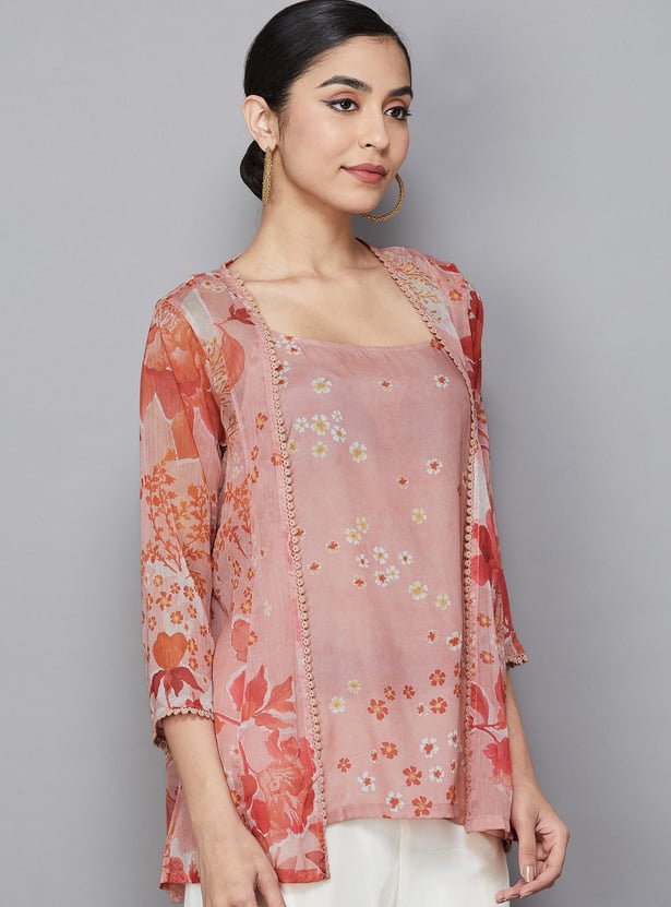 W Floral Print Kurti Set