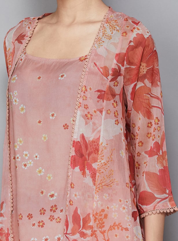 W Floral Print Kurti Set