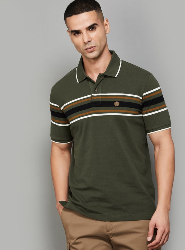 FAHRENHEIT Striped Polo T-shirt