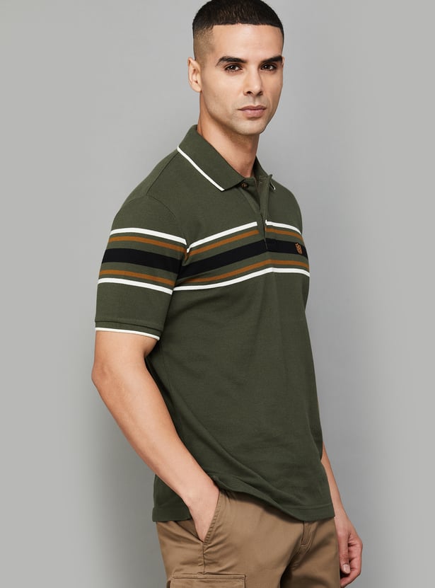 FAHRENHEIT Striped Polo T-shirt