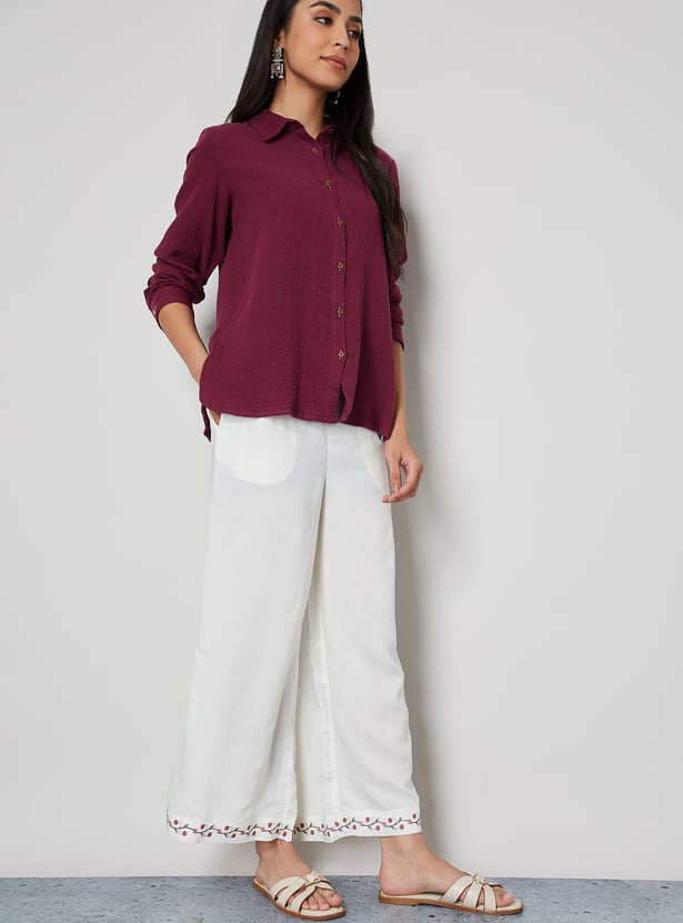 MELANGE Embroidered Palazzos