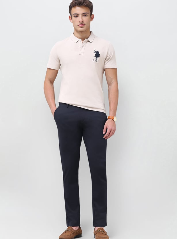 US POLO ASSN Solid Slim Tapered Trousers