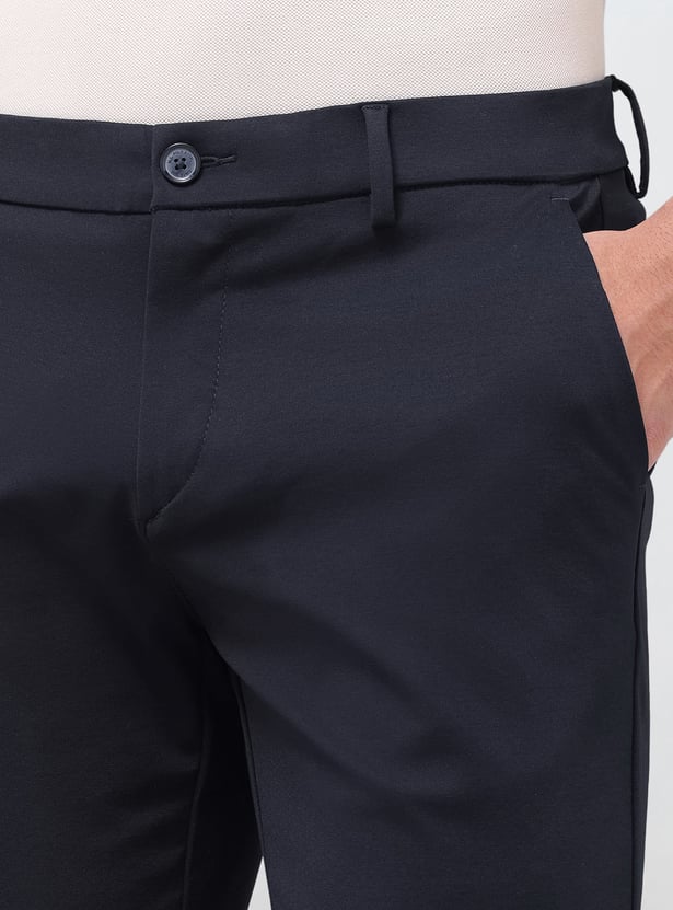 US POLO ASSN Solid Slim Tapered Trousers