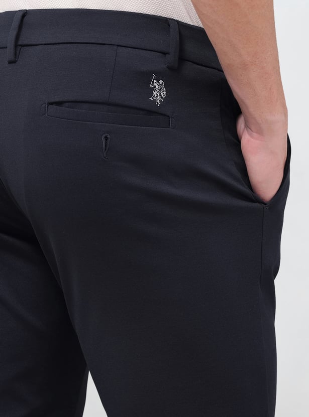 US POLO ASSN Solid Slim Tapered Trousers