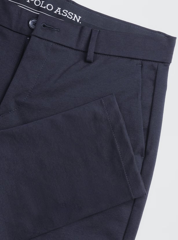 US POLO ASSN Solid Slim Tapered Trousers