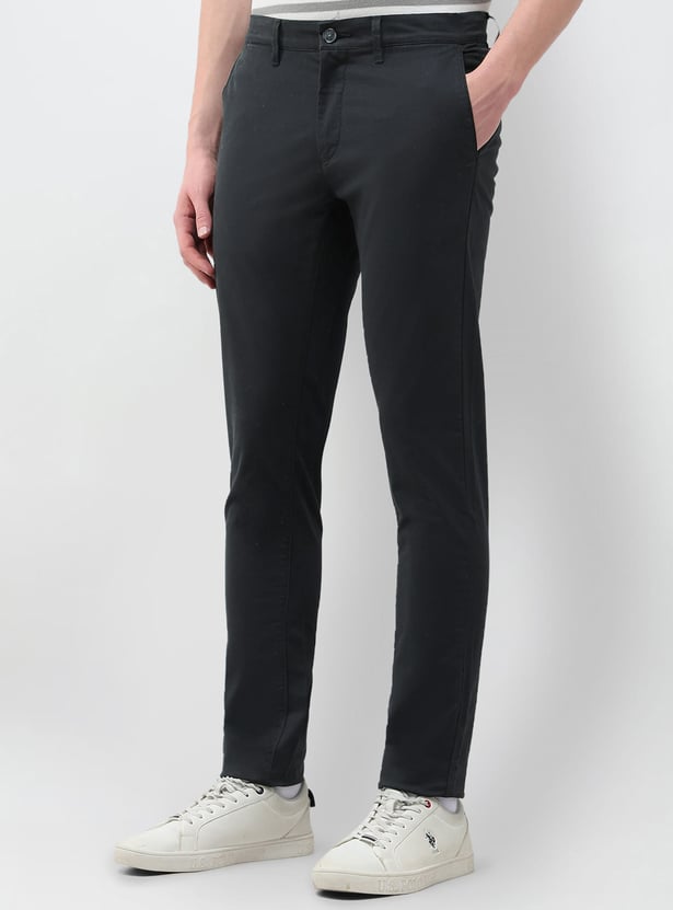 US POLO ASSN Solid Slim Tapered Trousers