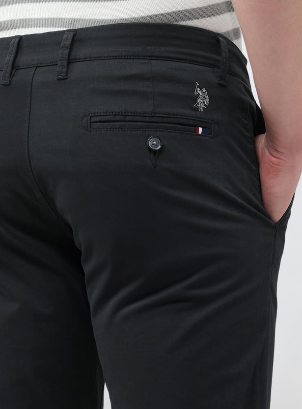 US POLO ASSN Solid Slim Tapered Trousers