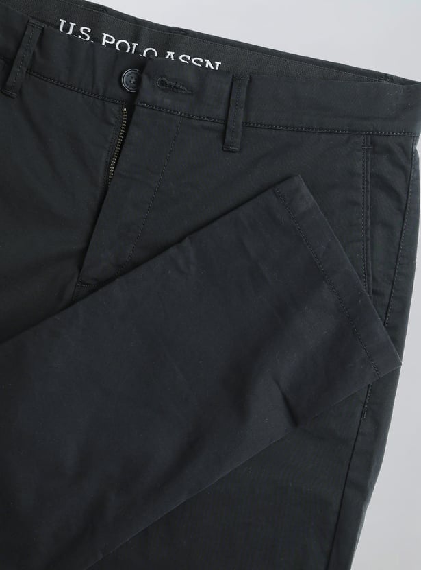 US POLO ASSN Solid Slim Tapered Trousers