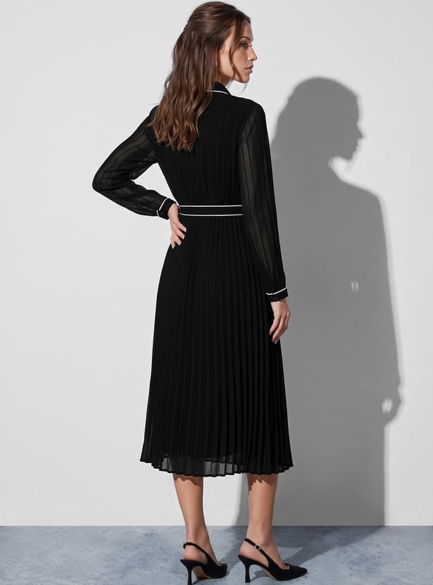 CODE Pleated Shirt Dress with Belt