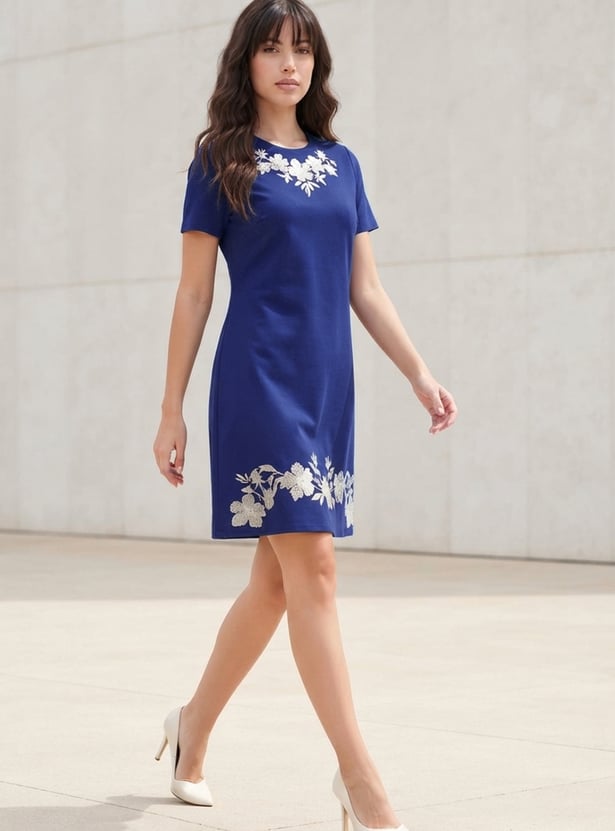 FAME FOREVER Embroidered Shift Mini Dress