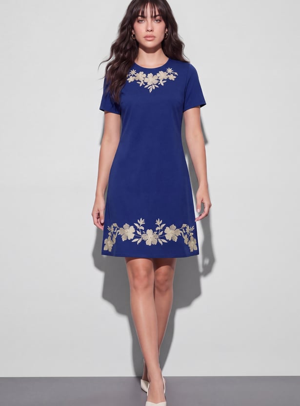 FAME FOREVER Embroidered Shift Mini Dress