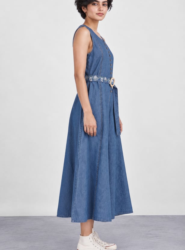 COLOUR ME BY MELANGE Solid Belted Jumpsuit
