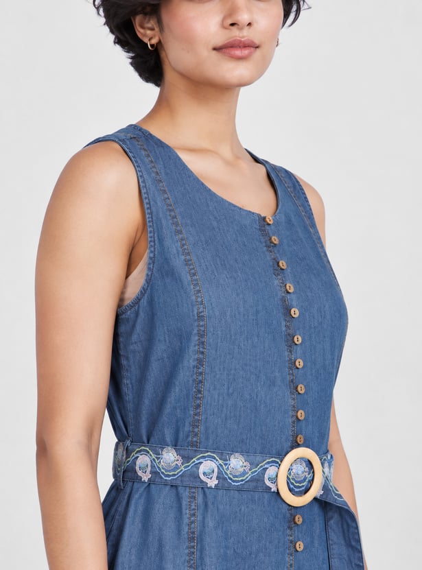 COLOUR ME BY MELANGE Solid Belted Jumpsuit