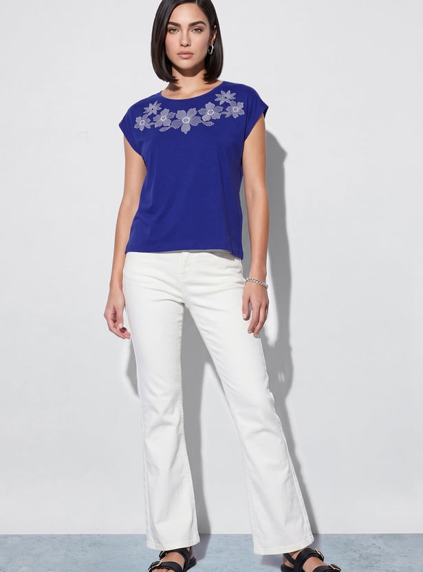 FAME FOREVER Floral Print T-shirt