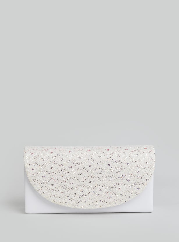 CODE Embellished Foldover Clutch with Sling
