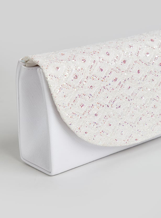 CODE Embellished Foldover Clutch with Sling