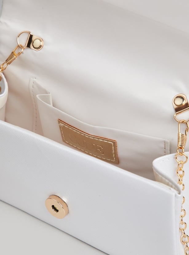 CODE Embellished Foldover Clutch with Sling