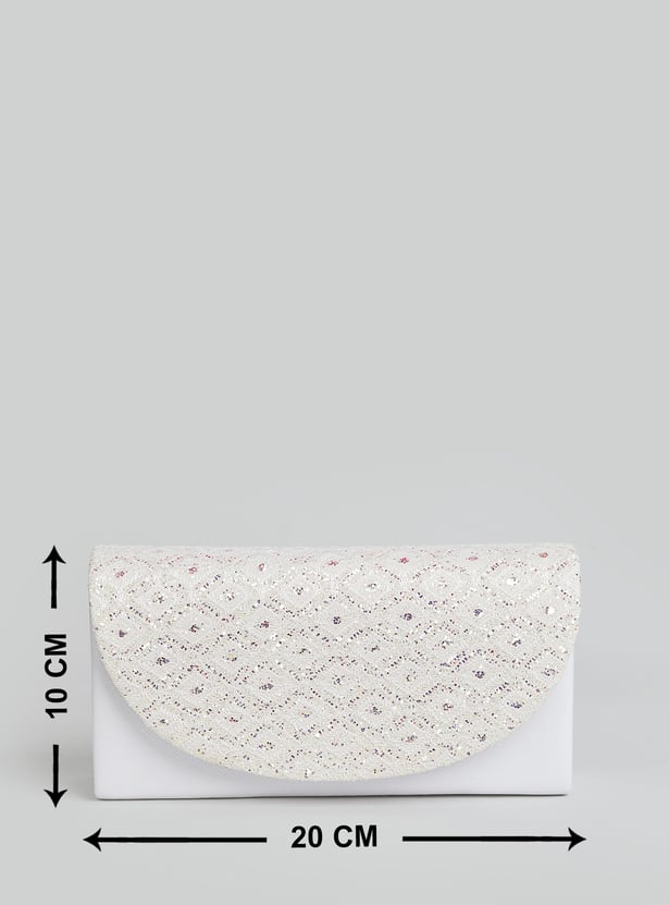 CODE Embellished Foldover Clutch with Sling