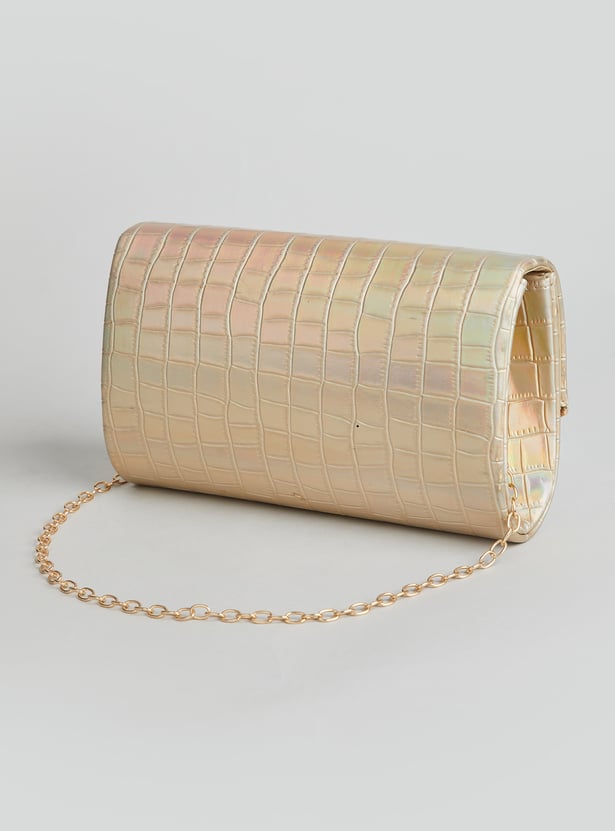 CODE Textured Foldover Clutch with Sling