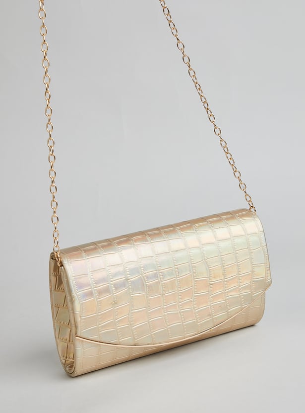 CODE Textured Foldover Clutch with Sling