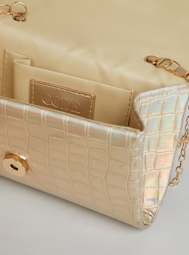 CODE Textured Foldover Clutch with Sling