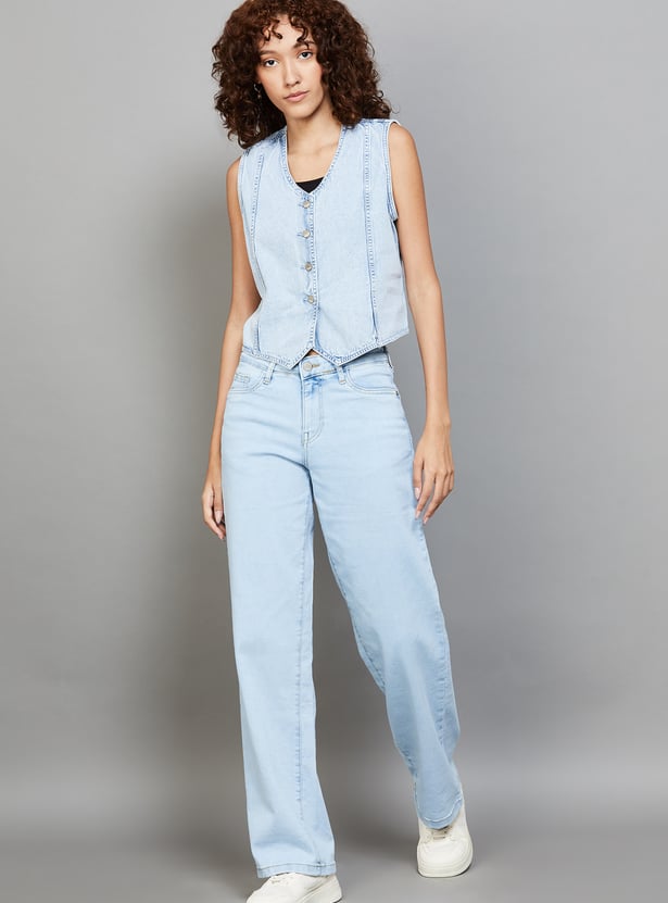 KRAUS Solid Sleeveless Denim Jacket