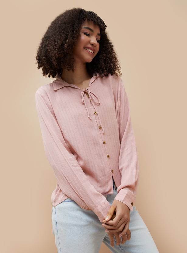 Buy FAME FOREVER Woven Striped Tie-Up Top from Fame Forever