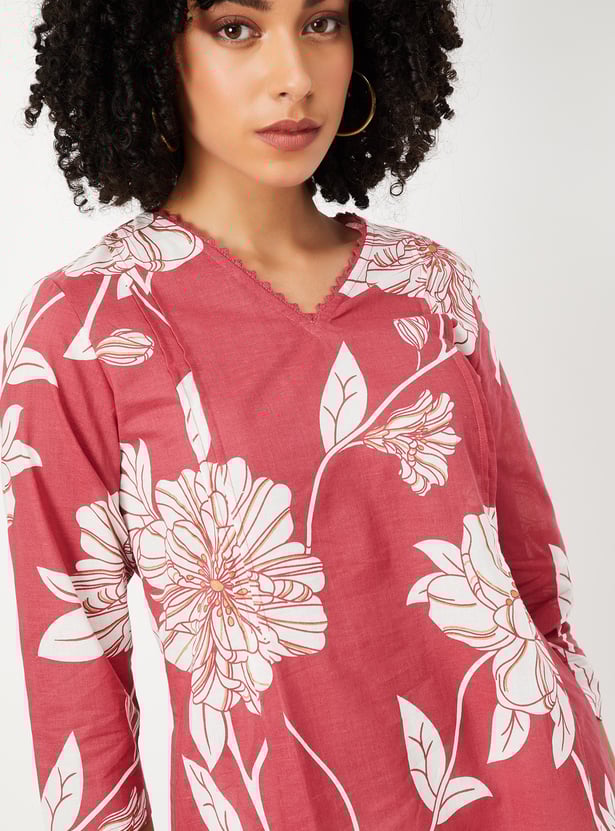 Women Floral Printed Straight Kurta - Pack of 2