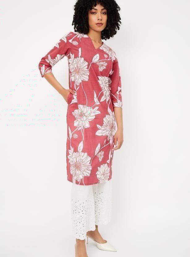 Women Floral Printed Straight Kurta - Pack of 2