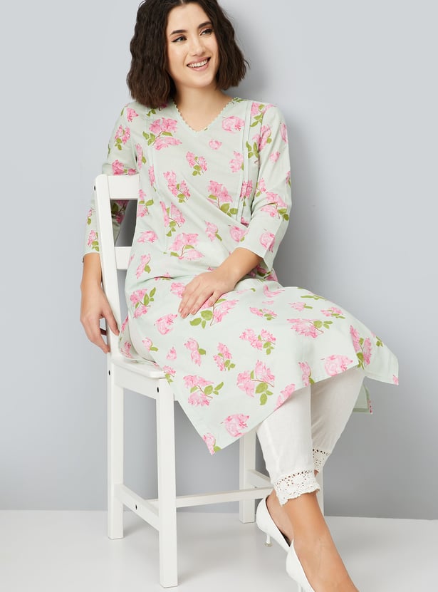 Women Floral Printed Straight Kurta - Pack of 2