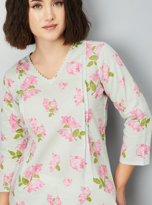 Women Floral Printed Straight Kurta - Pack of 2