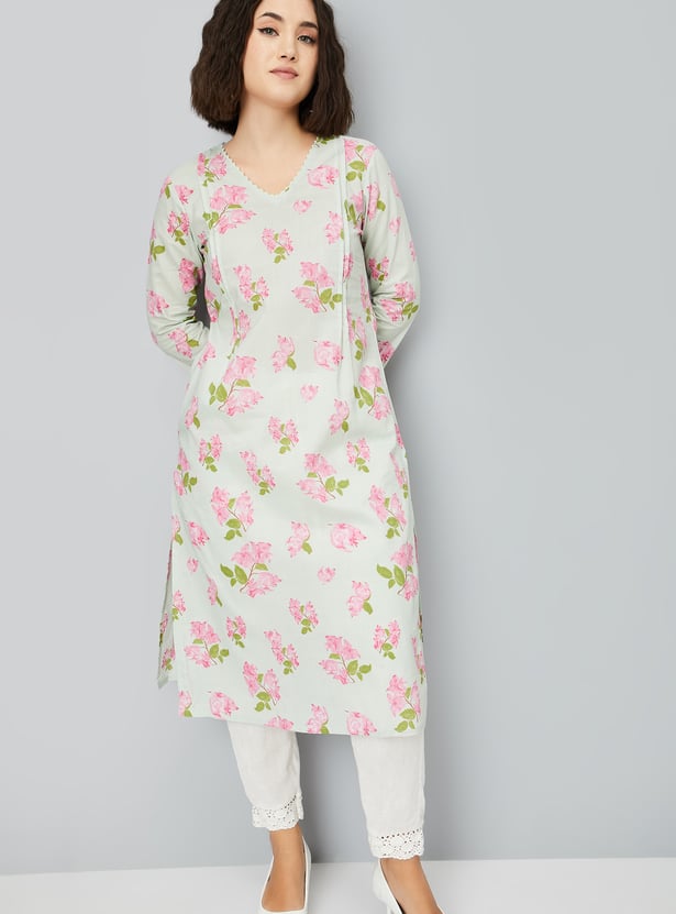 Women Floral Printed Straight Kurta - Pack of 2