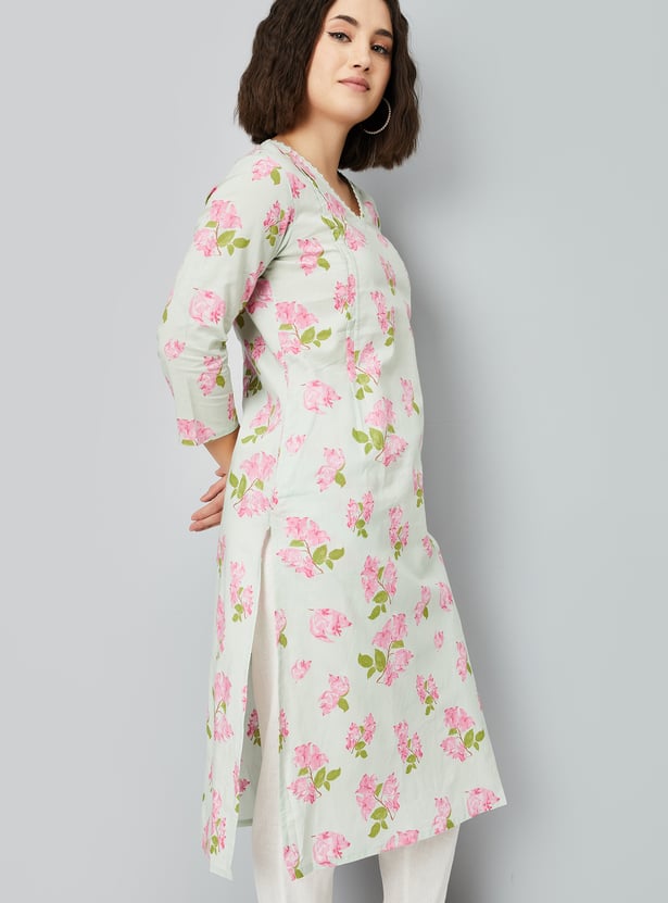 Women Floral Printed Straight Kurta - Pack of 2