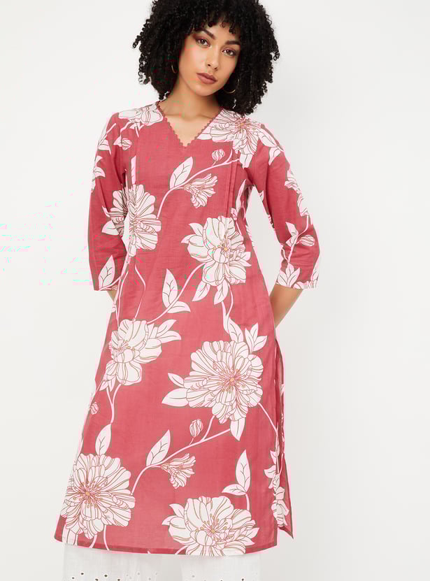 Women Floral Printed Straight Kurta - Pack of 2