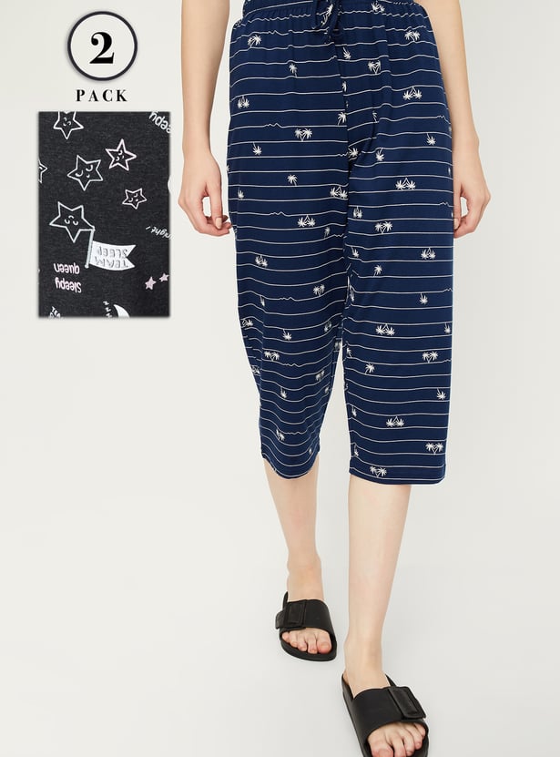 Women Printed Capris - Pack of 2