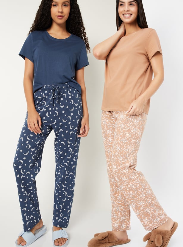 Women Printed PJ Set - Pack of 2
