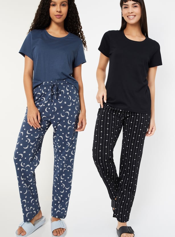 Women Printed PJ Set - Pack of 2