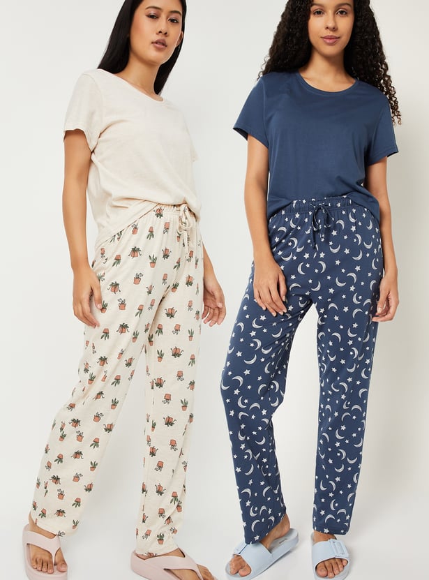 Women Printed PJ Set - Pack of 2