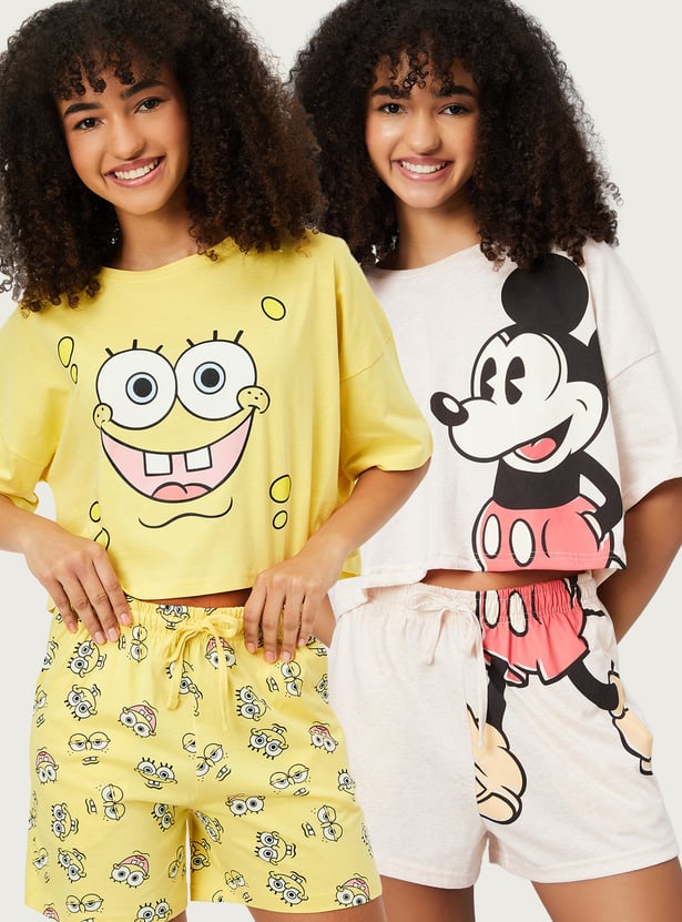 Women Character Print Shorts Set - Pack of 2