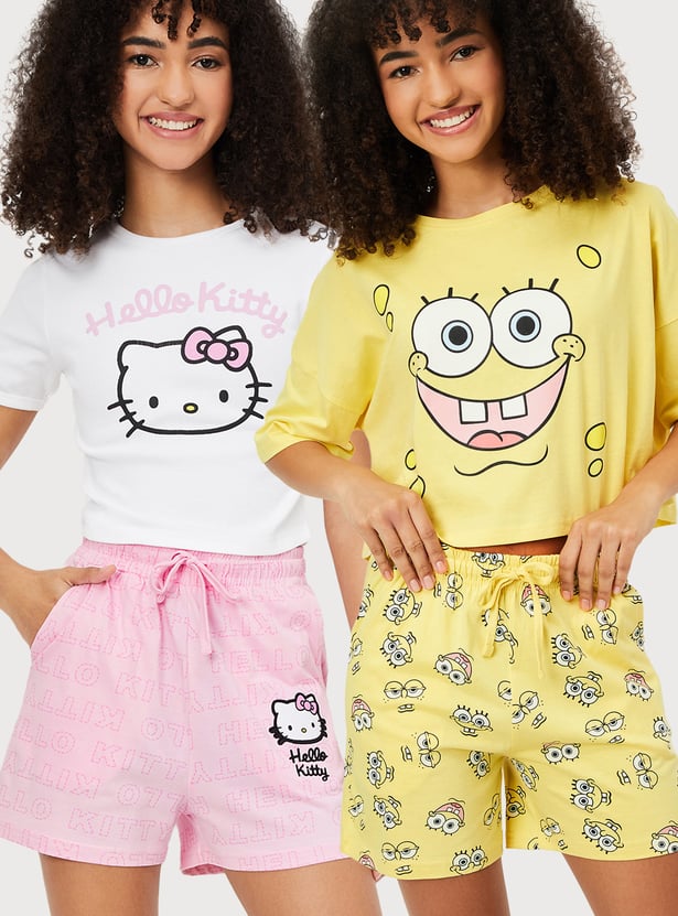 Women Character Print Shorts Set - Pack of 2