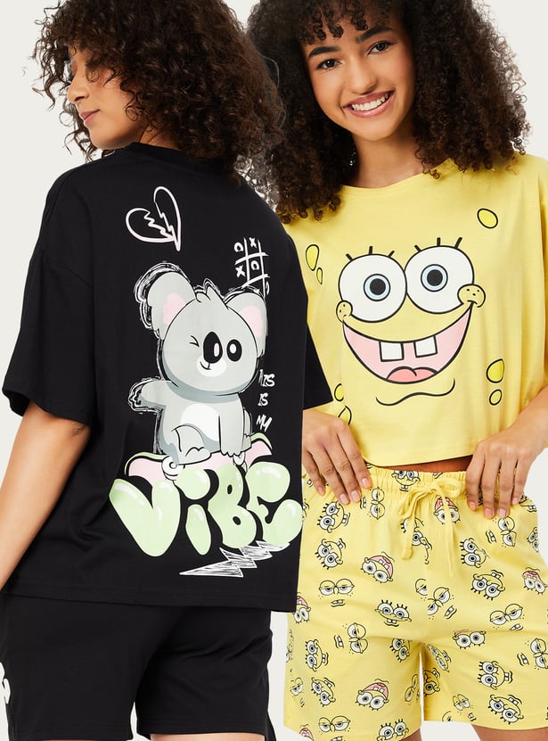 Women Printed Shorts Set - Pack of 2