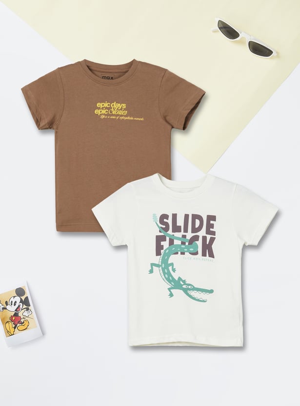 Boys Assorted Print T-shirt - Pack of 2