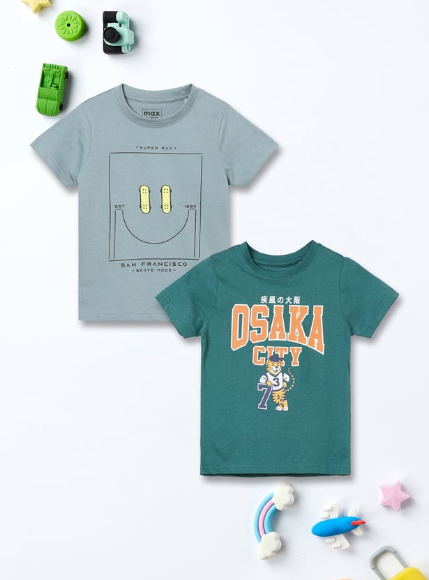 Boys Assorted Print T-shirt - Pack of 2