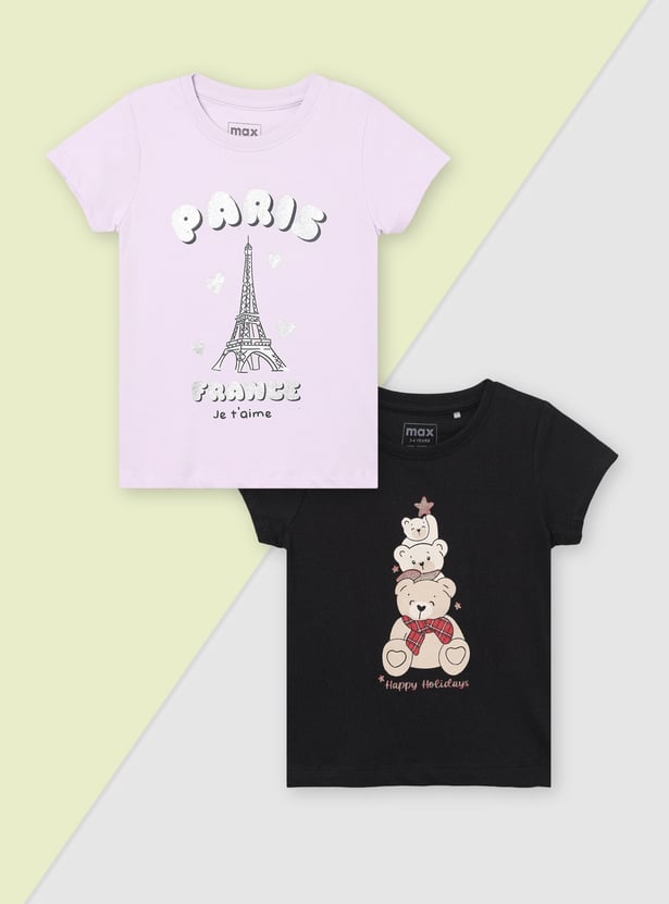 Girls Printed T-shirt - Pack of 2