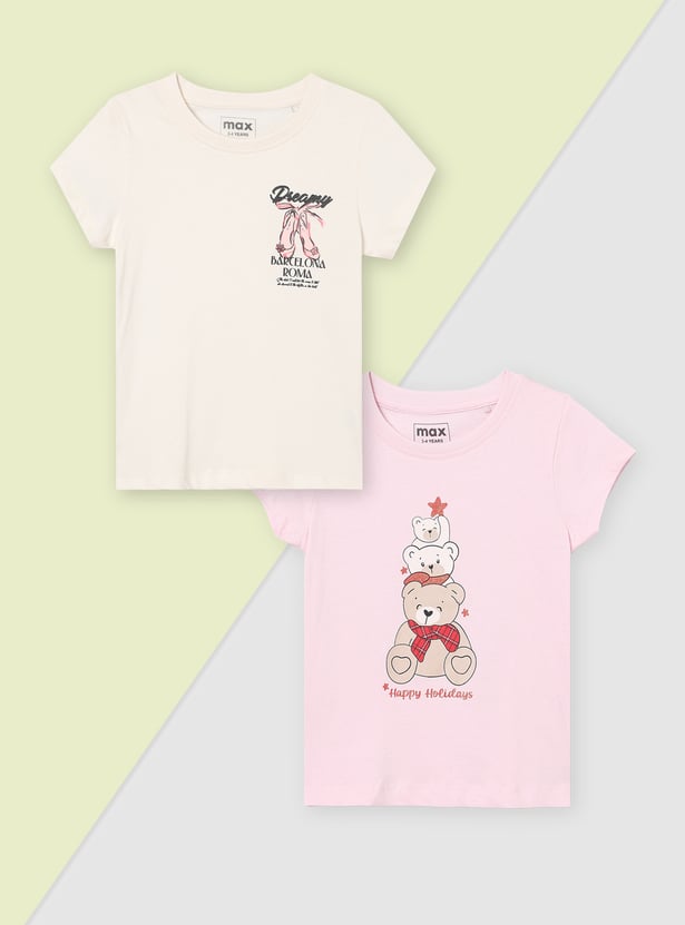 Girls Printed T-shirt - Pack of 2