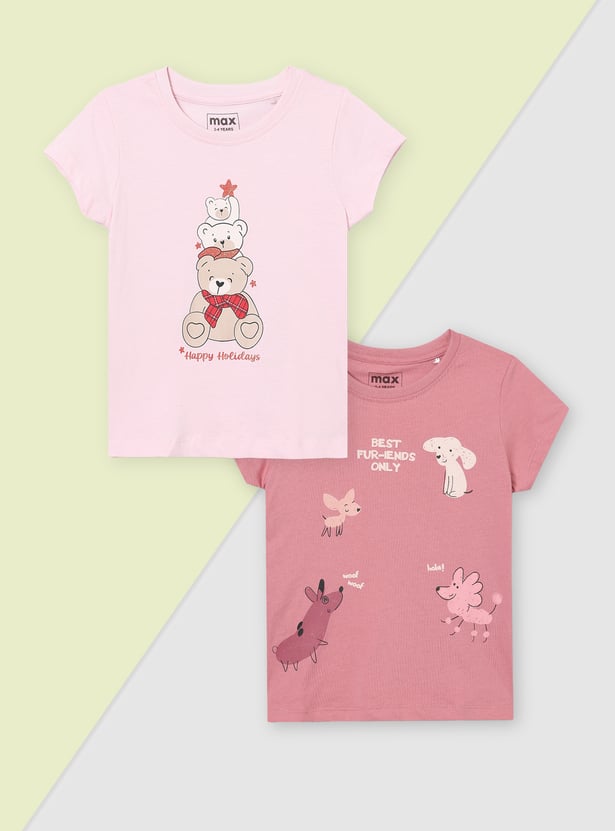 Girls Printed T-shirt - Pack of 2